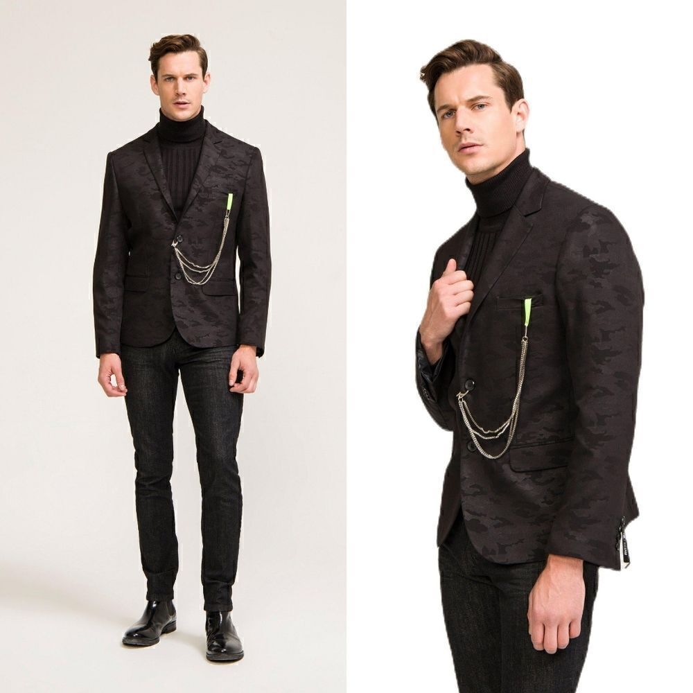 Rnt23 TWO BUTTON MONOCHROMATIC BLAZER - BLACK CAMO